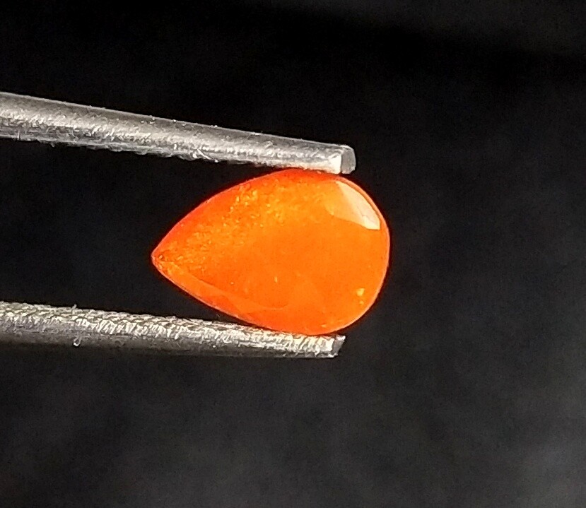 AAA+ Natural Ethiopian Opal Faceted Pear Shape 0.45 Cts Multi Fire Orange Opal