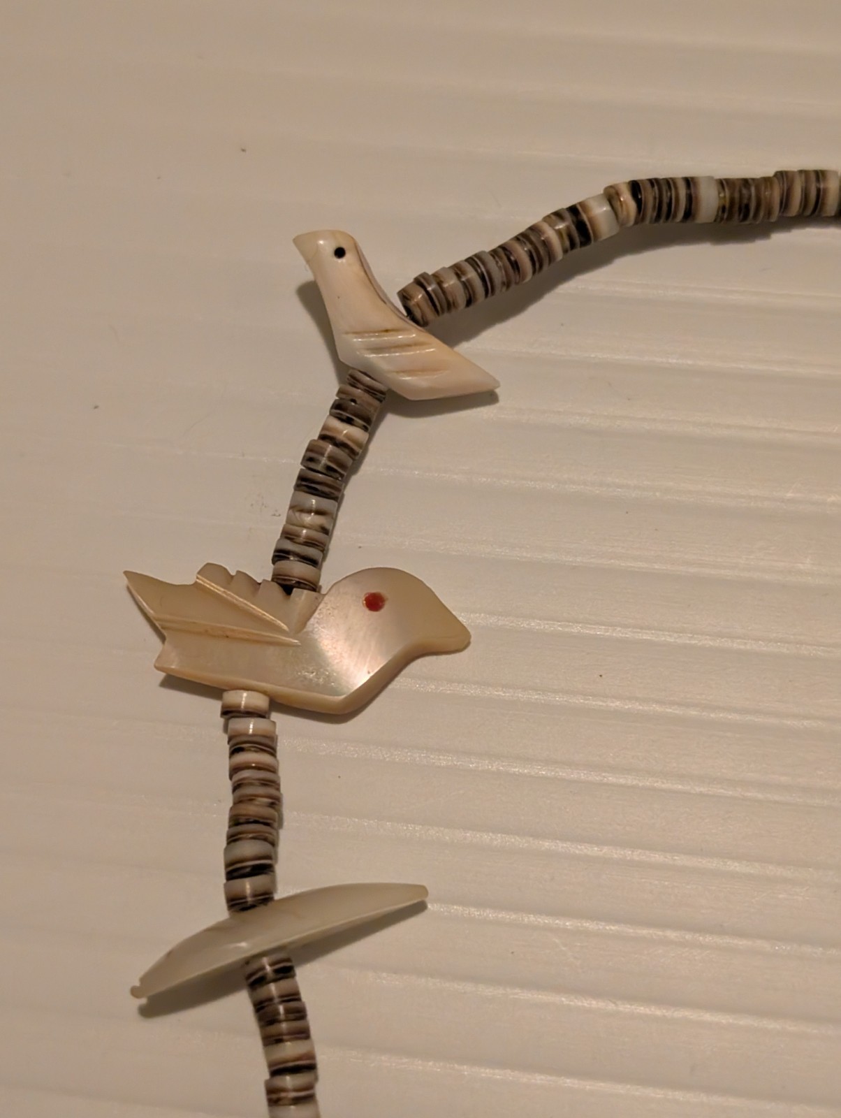 Zuni Style Fetish Necklace Multi-Stone Hand Carved Animals Heishi Beads