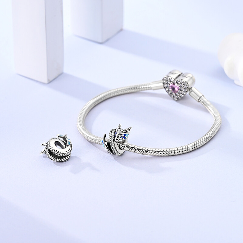 MULA European 925 Silver Plated Dragon DIY Charm Clear AAA CZ For Women Bracelet