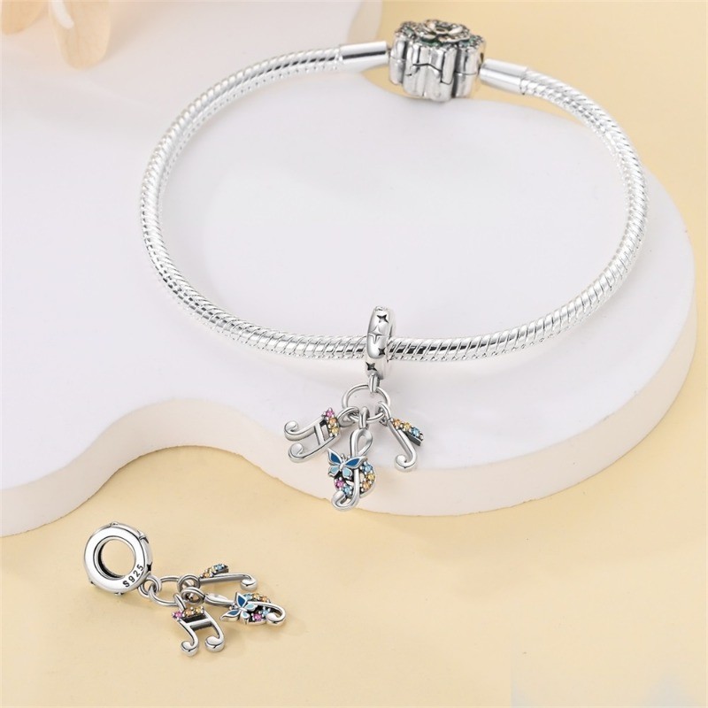 KUNSIR 925 Sterling Silver Charm For Bracelet Colorful Music Notes Pendant Charm