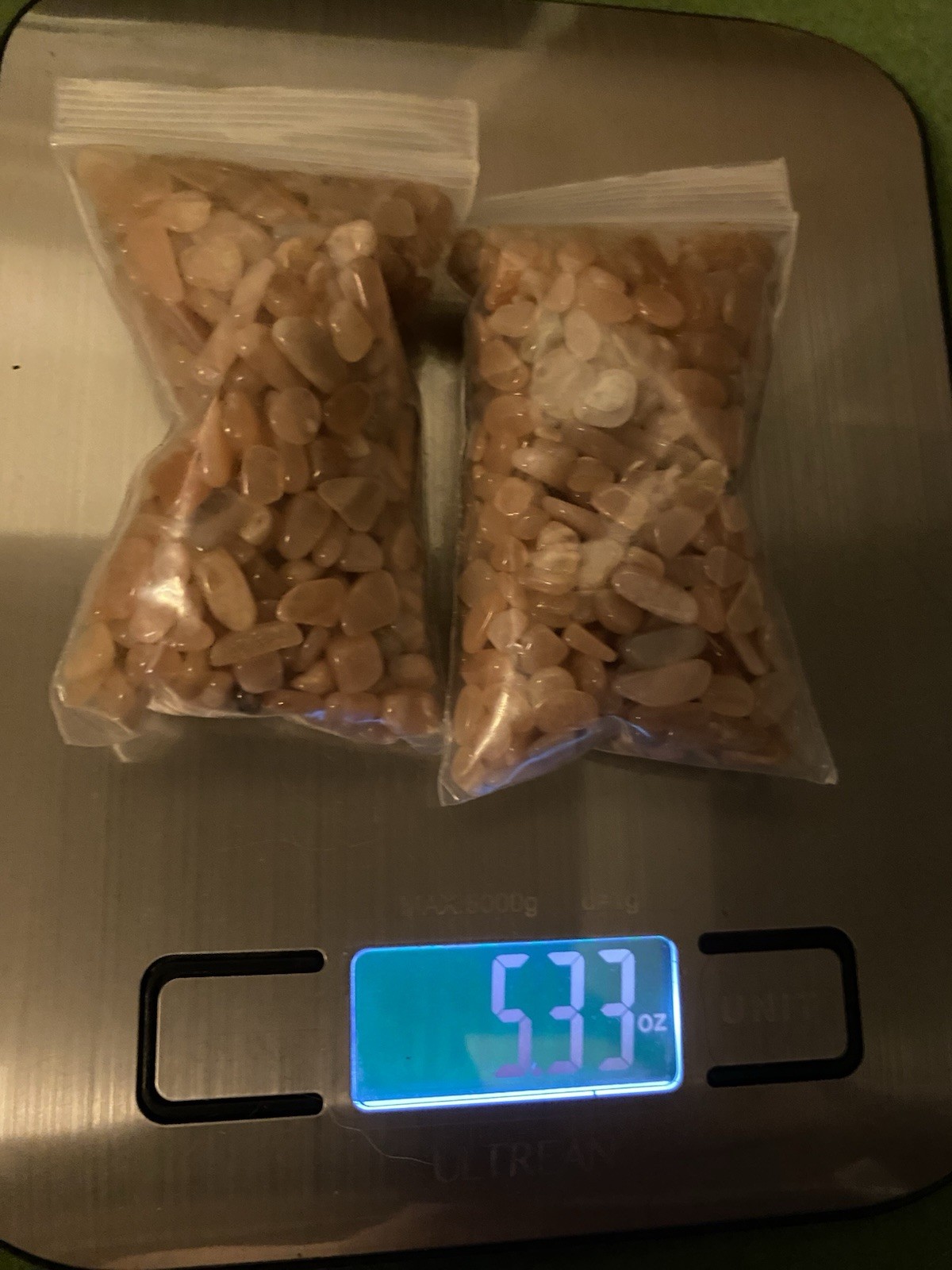 Peach Moonstone Gravel 5.33 Oz/.3 Lb. Two Wuality Bags Perfect For Art/jewelry