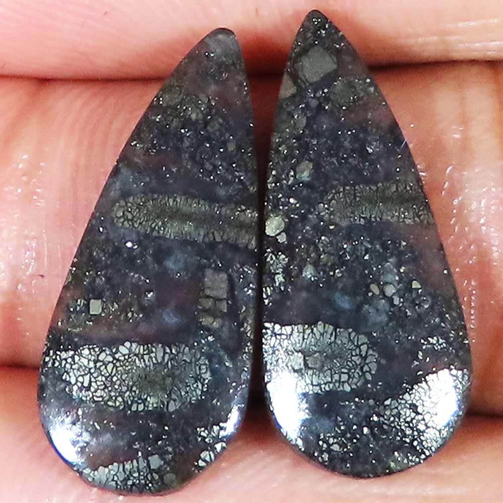16.15 Carat. Natural Pear Marcasite Pair Opaque (10 x 24 x 03 mm) Loose Gemstone