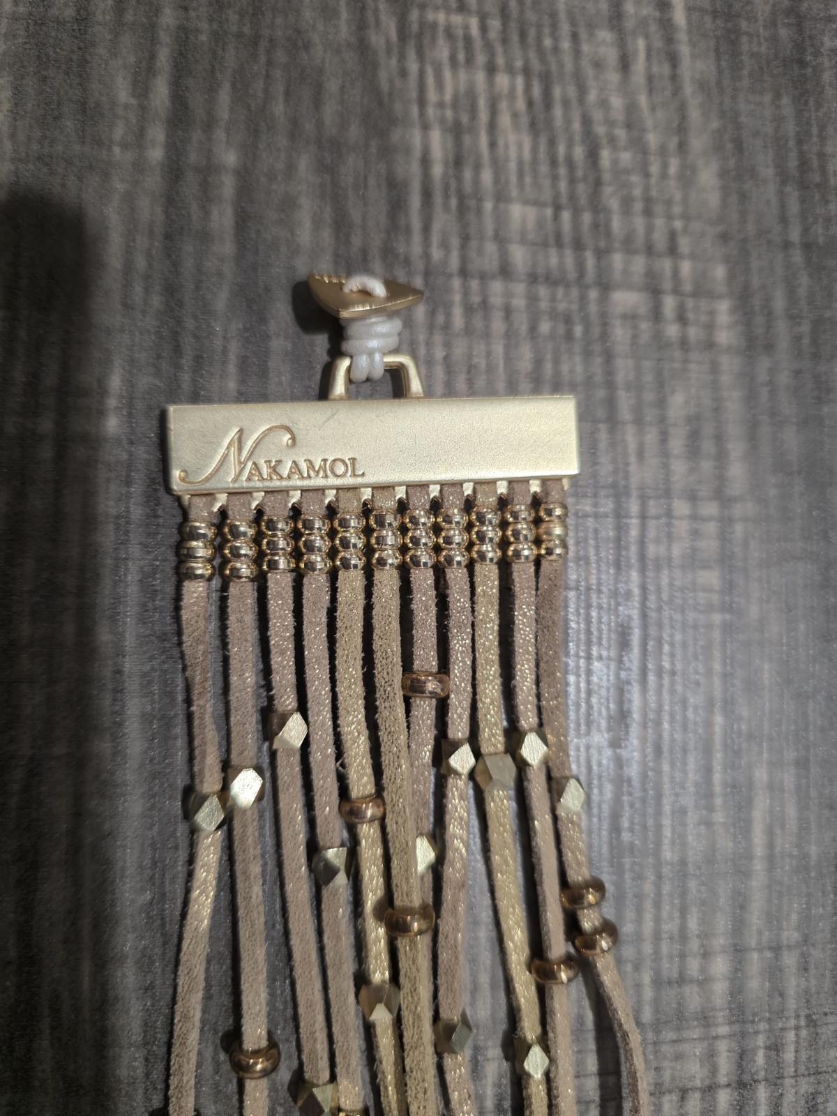Nakamol Multi-Strand Beaded Faux Suede Cord Bracelet Button Closure Adjustable
