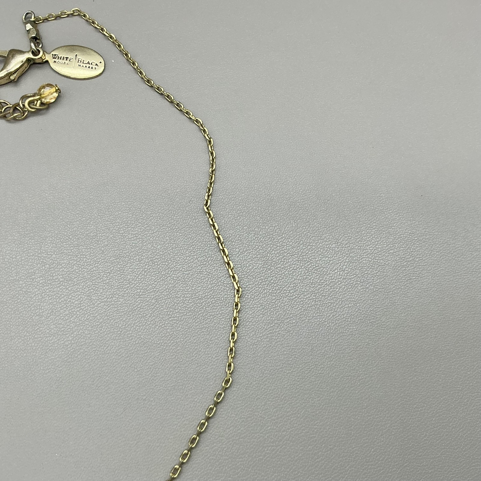 White House Black Market Necklace Gold Tone Y Drop Teardrop Pendant Brown Beads