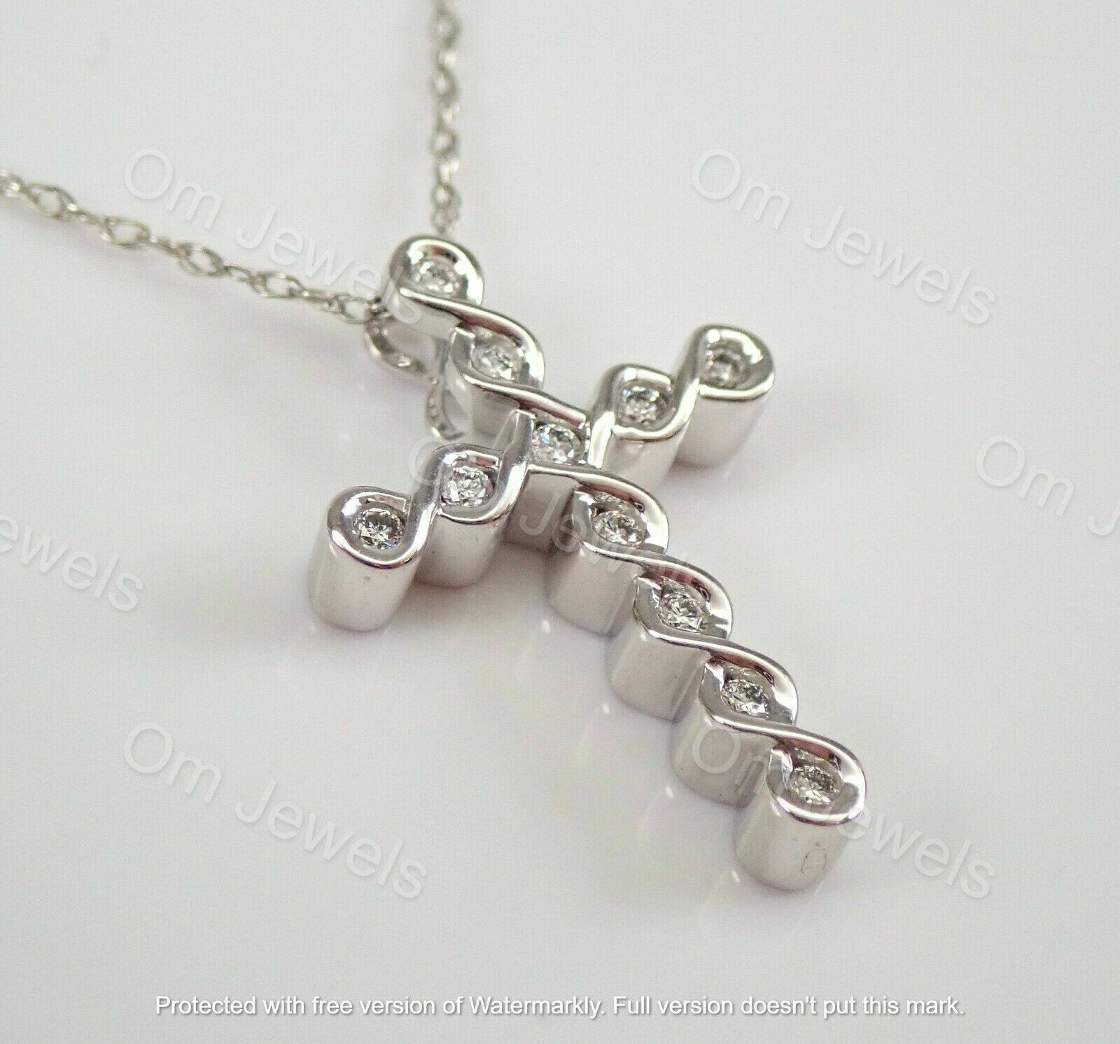 Delicate 2Ct Round Cut Diamond Cross Pendant 14K White Gold Over 18″ Free Chain