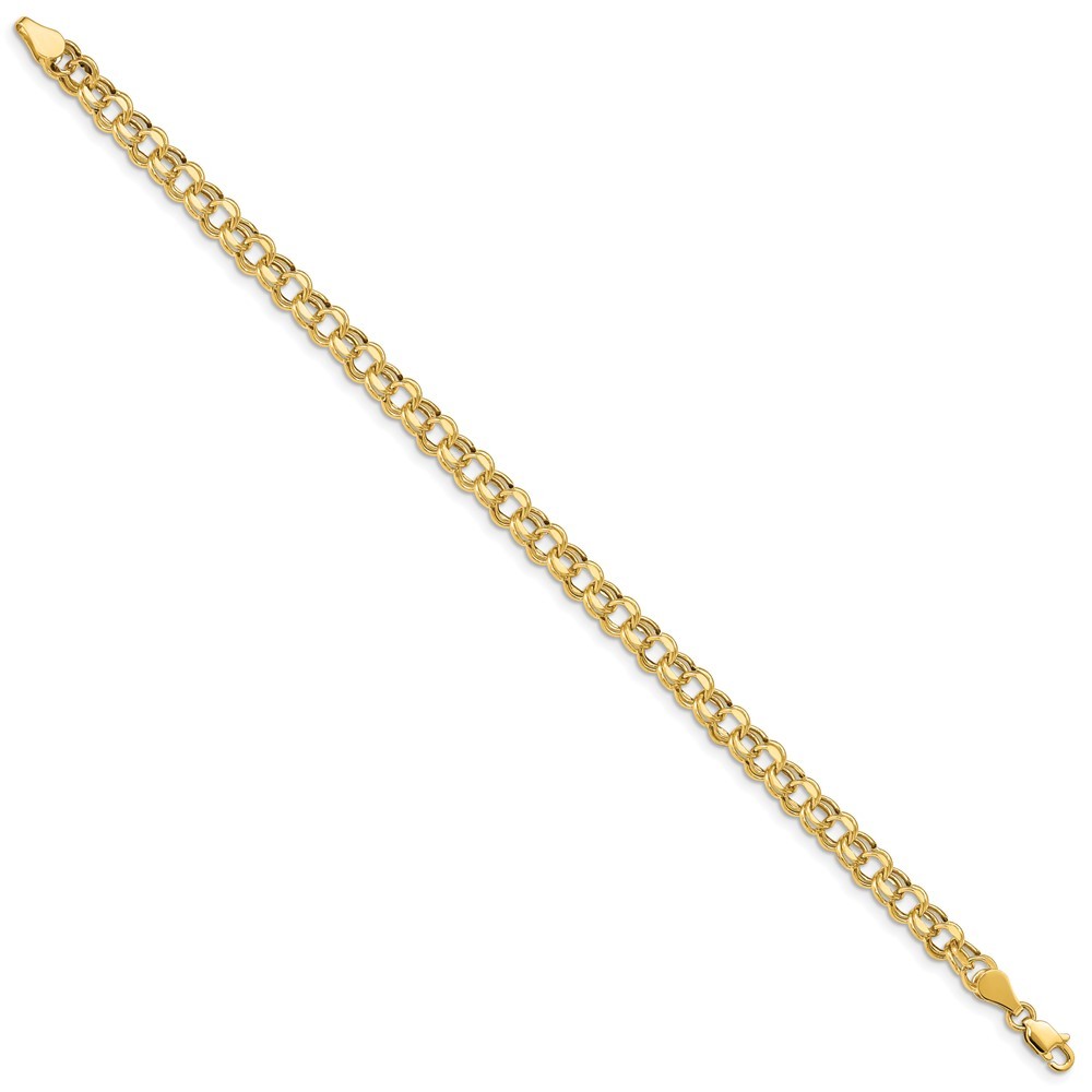 10k Yellow Gold Lite 5mm Diamond-cut Double Link Charm Bracelet 8.25″ 2.51gm