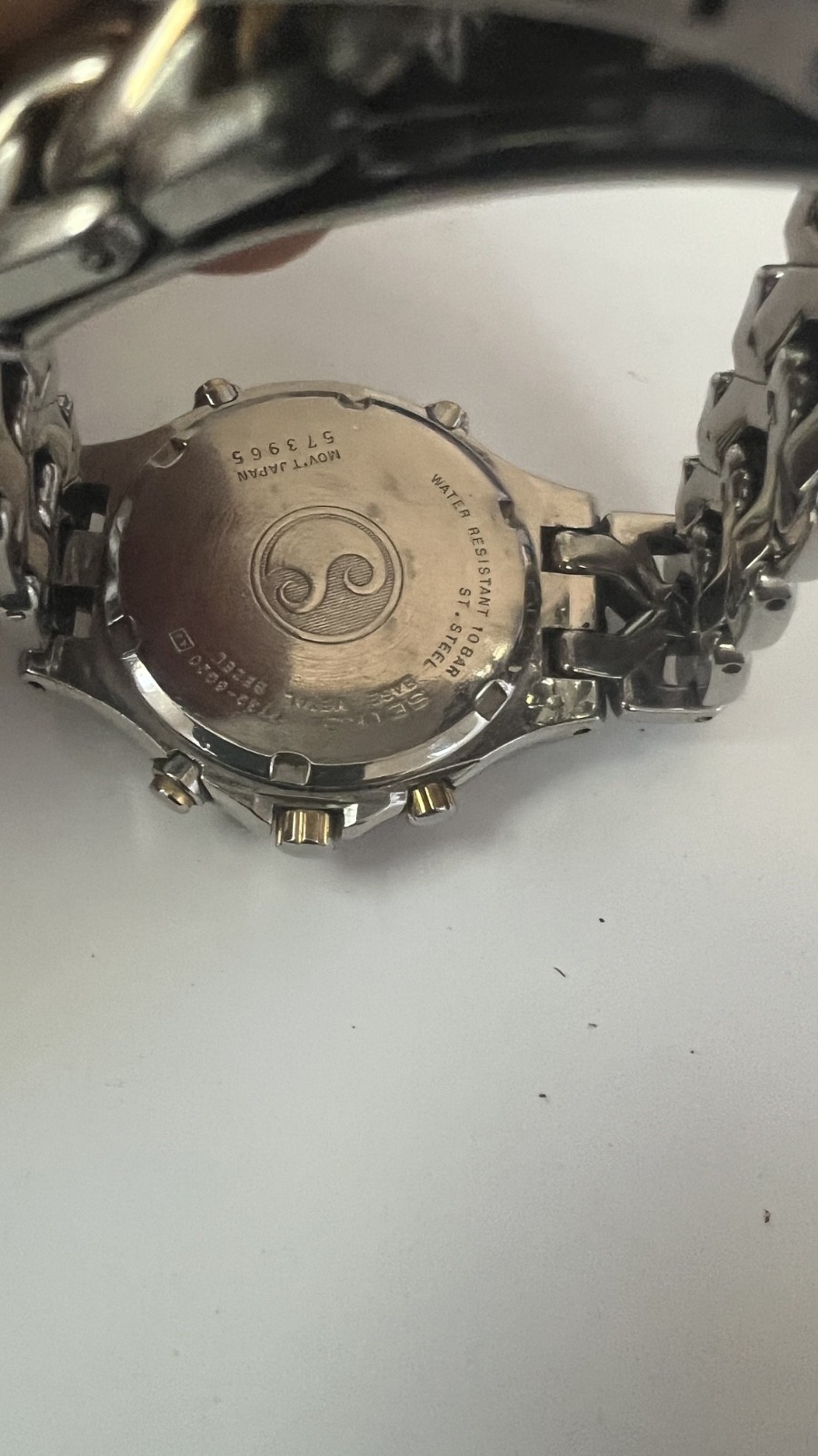 Vintage Seiko 7T32 Alarm Chronograph Men’s Two-Tone Watch | Black Dial