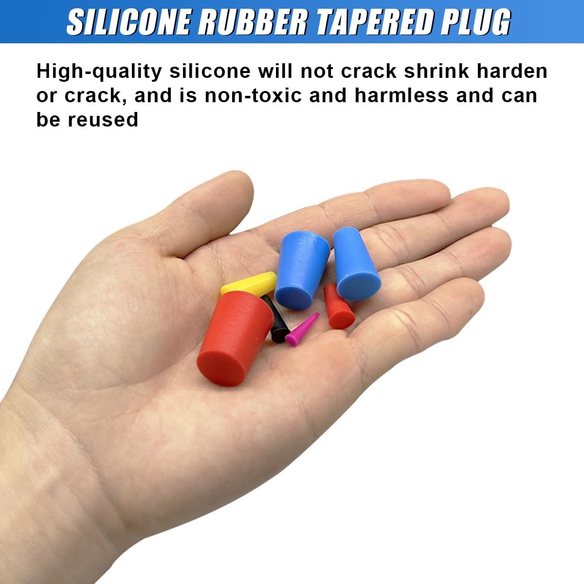 105PCS Silicone Tapered Plugs Assortment Kit, 8 Sizes High-Temp Resistant Rubber
