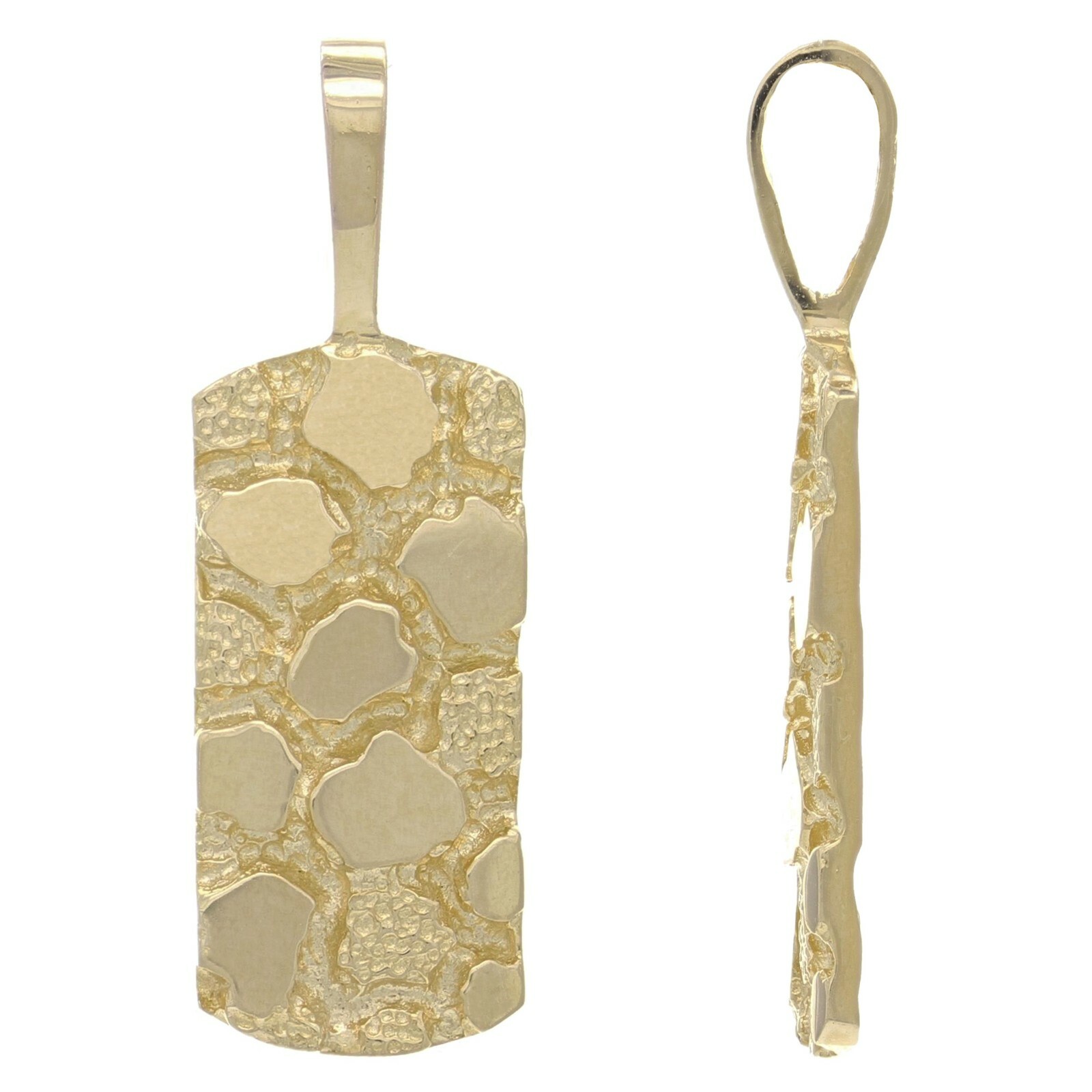 14k Yellow Gold Solid Rectangle Nugget Charm Pendant 1.15″ 3.2 grams