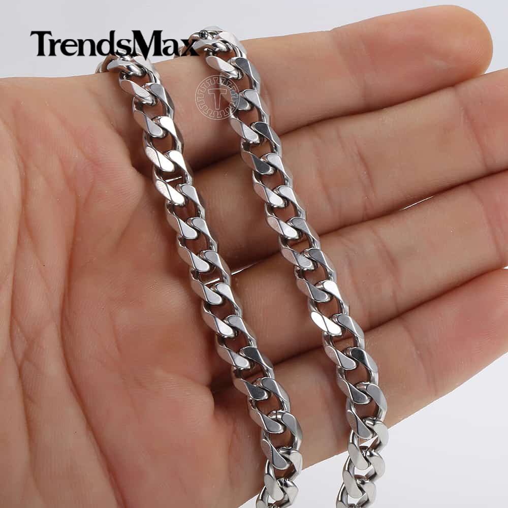 6mm Stainless Steel Chain Necklace Silver Cuban Curb Link Jewelry 18-30″