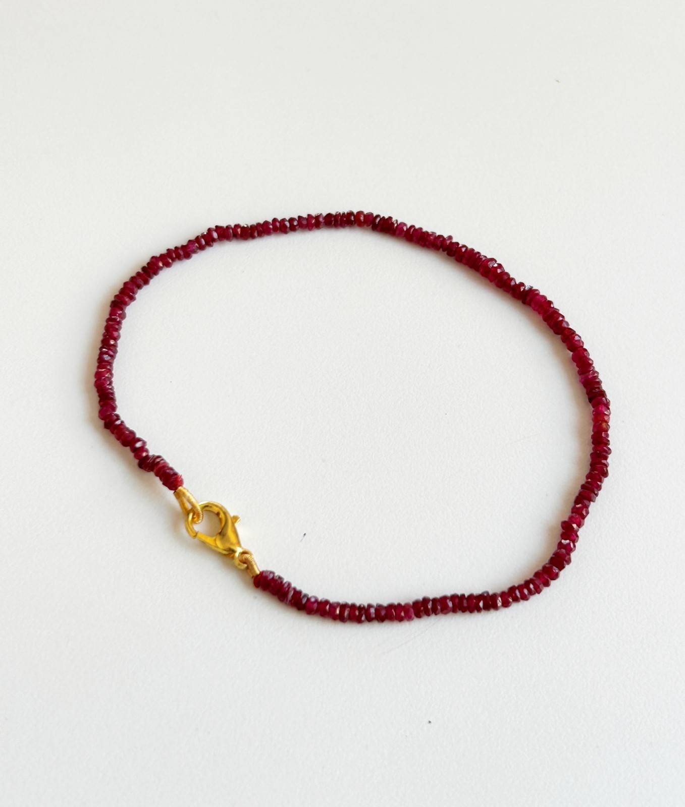 Natural Ruby Hand Bracelet 3 – 3.50 mm Faceted Beads Rondelles Deep Red Ruby