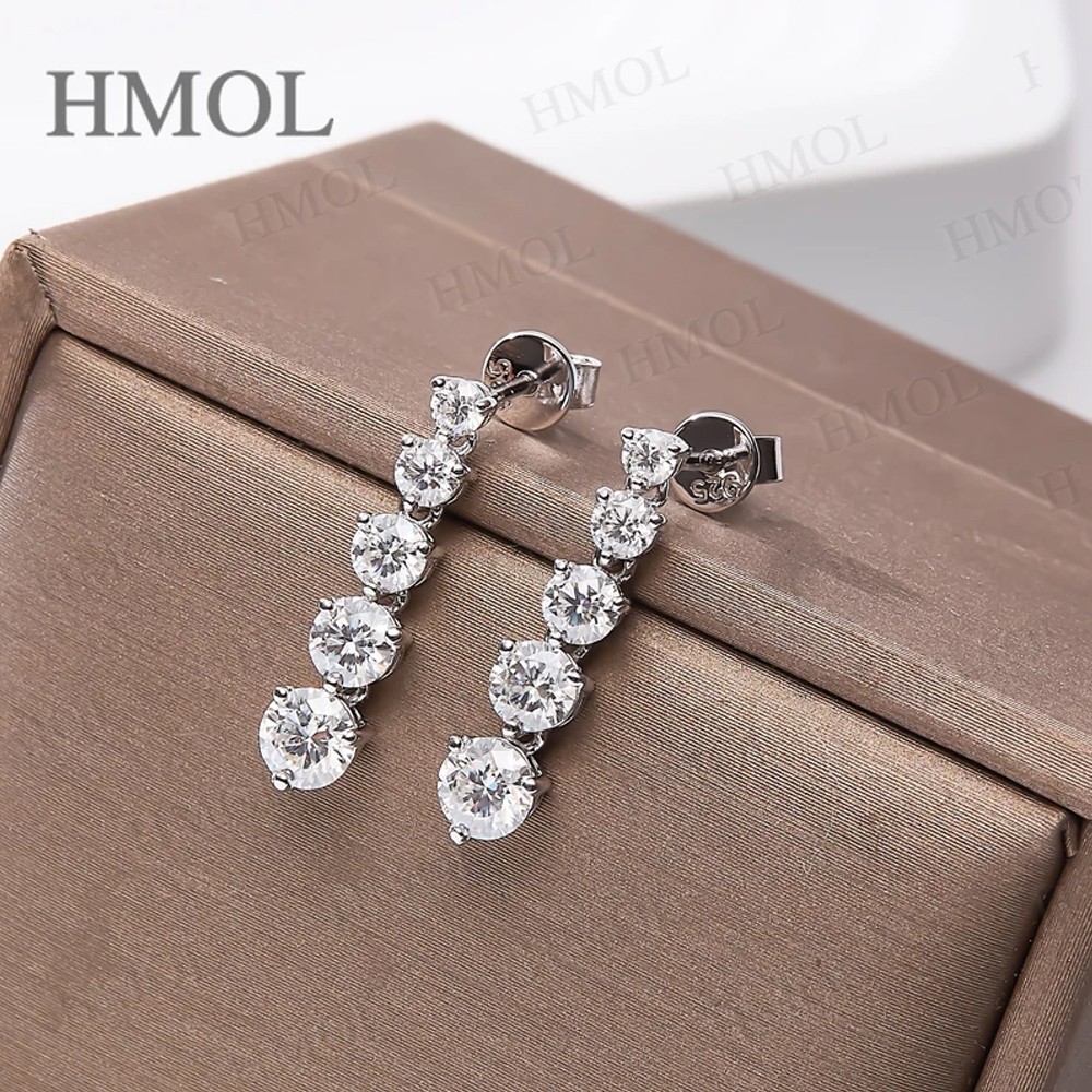 Full Moissanite Drop Dangle Earrings VVS1 D S925 Silver Studs Earrings Jewelry