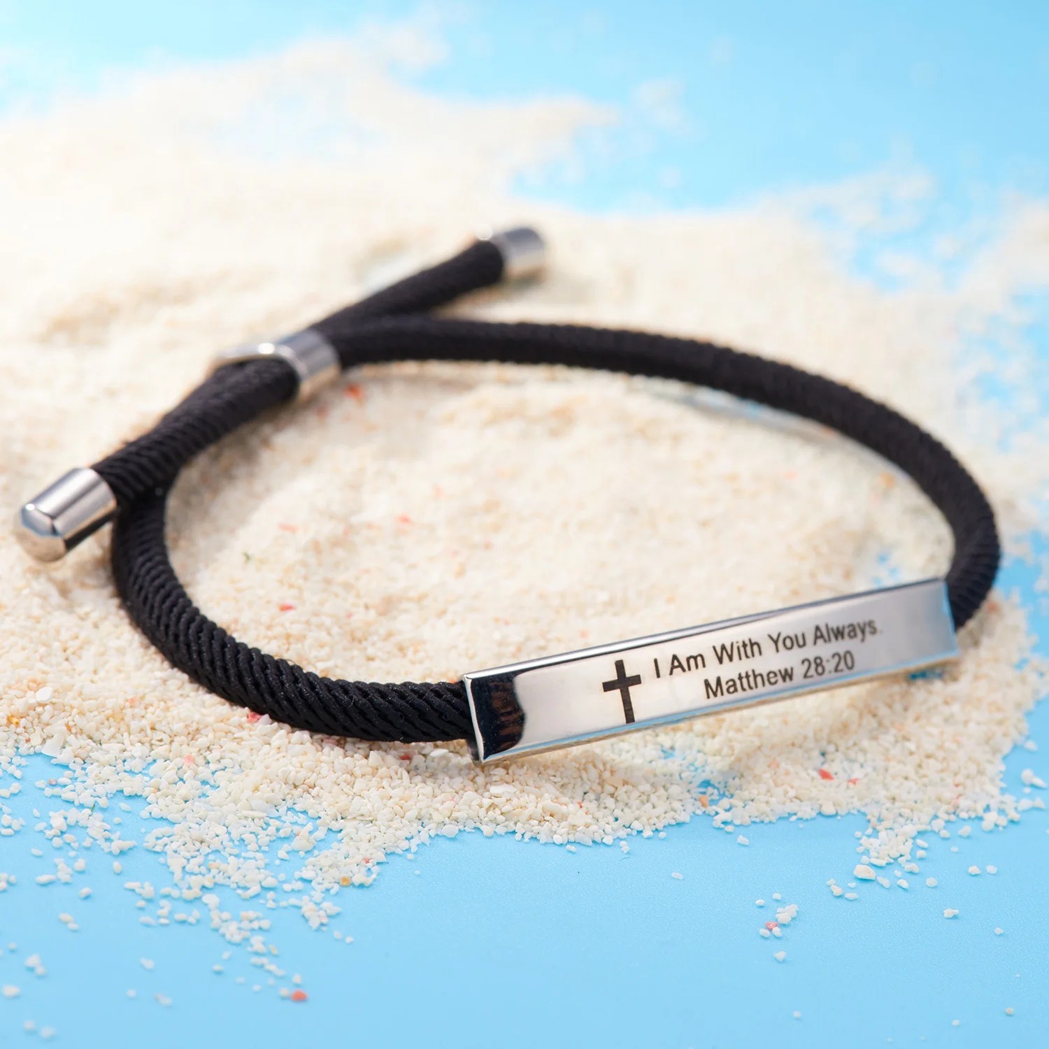 Christian Bracelet Cross Bible Verse Matthew 28:20 Faith Gift for Men Women Gift