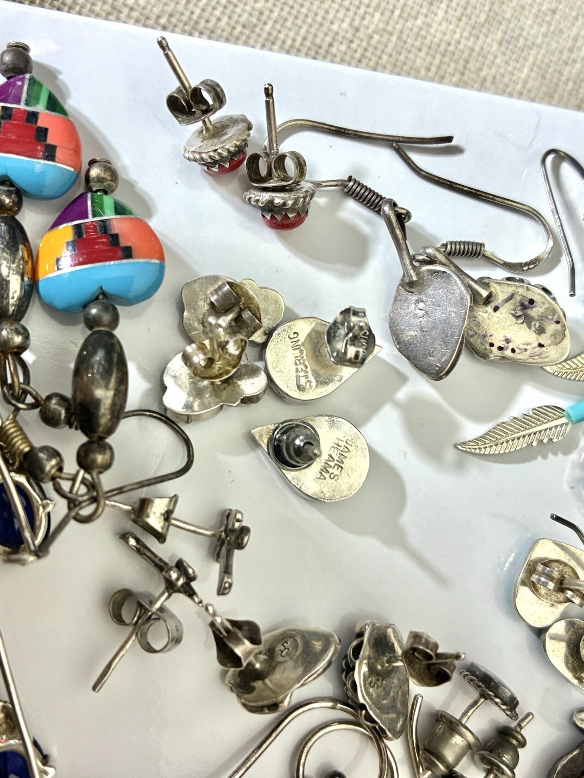 Sterling Silver Southwest Earrings Lot Turquoise 13 Pairs 925