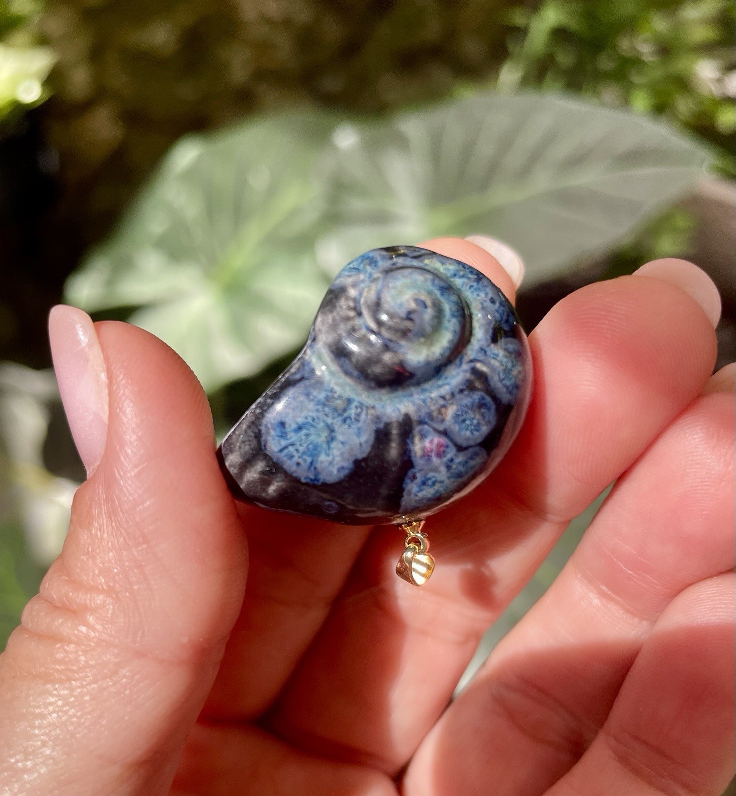 Handmade Ceramic Pendant Jewelry. Unique piece. Deep blue