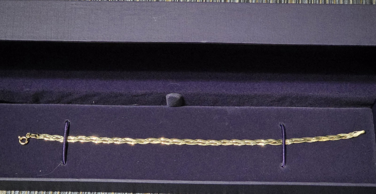 2.8mm Braided Herringbone Chain Bracelet 10k Gold Solid