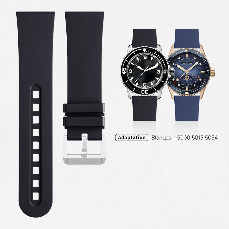 23mm Soft FKM Rubber Watch Strap Fits Blancpain Fifty Fathoms 5000 5015 5054