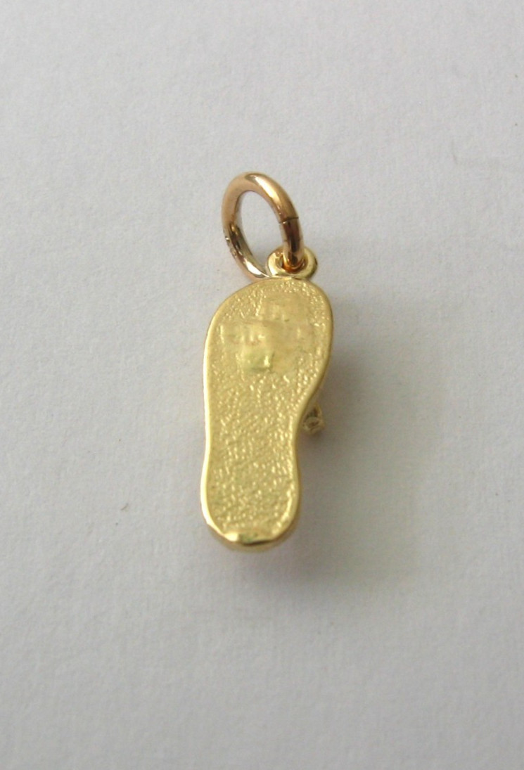 SOLID 9K 9ct YELLOW GOLD 3D THONG SHOE BEACH CHARM/PENDANT