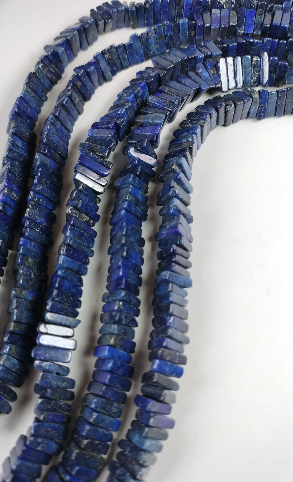 Unique 4 x 10mm Triangle Lapis Lazuli Beads Blue Center-Drilled 16″ Strand