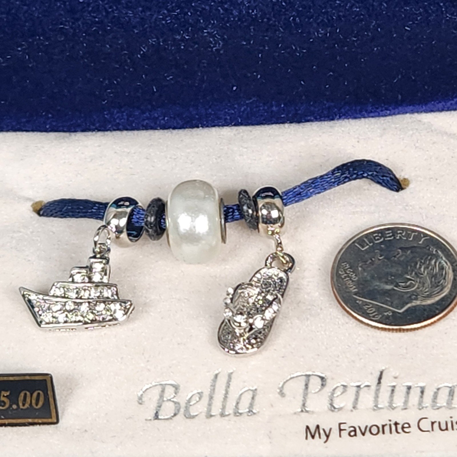Bella Perlina My Favorite Cruise Charms Flip Flop Ship Pearl Bead CRUISE NEW Box