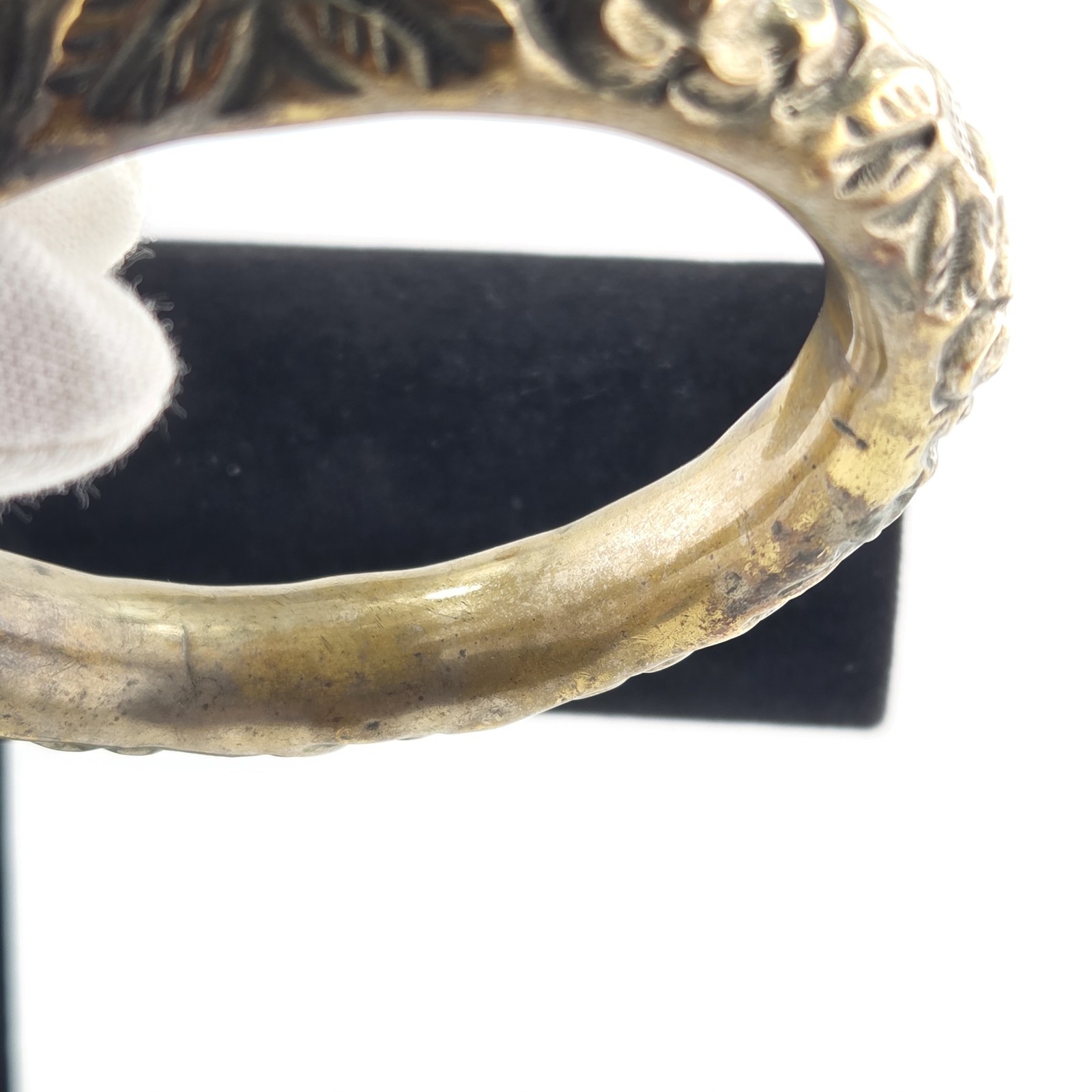 Vtg Brass Bangle Hollow Jingle Bracelet Chinese Wedding Size 8