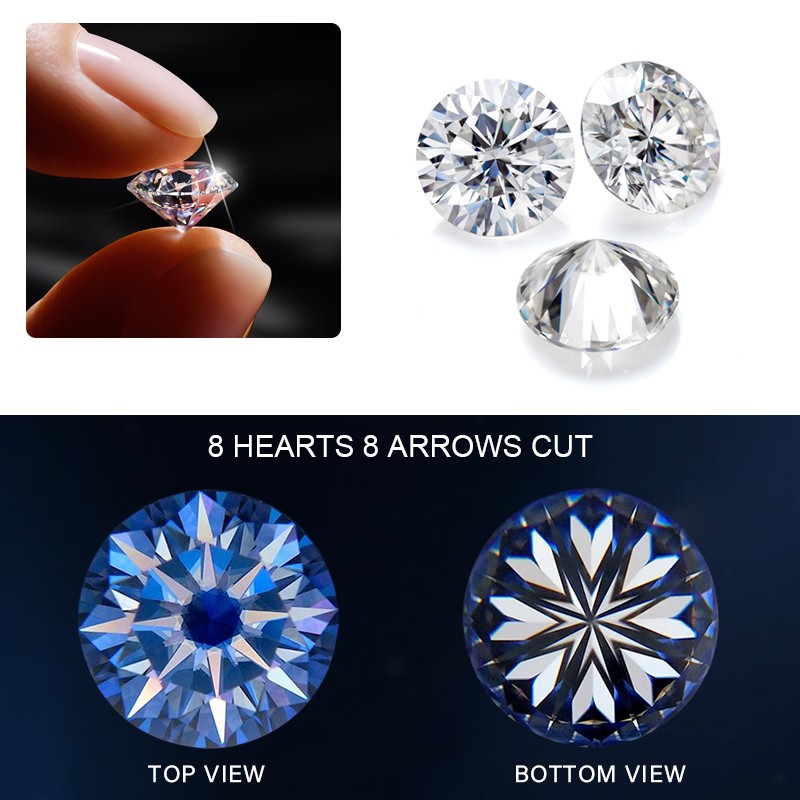 0.1-5ct GRA Certified D Color Loose Moissanite VVS1 Round Cut for Jewelry Making