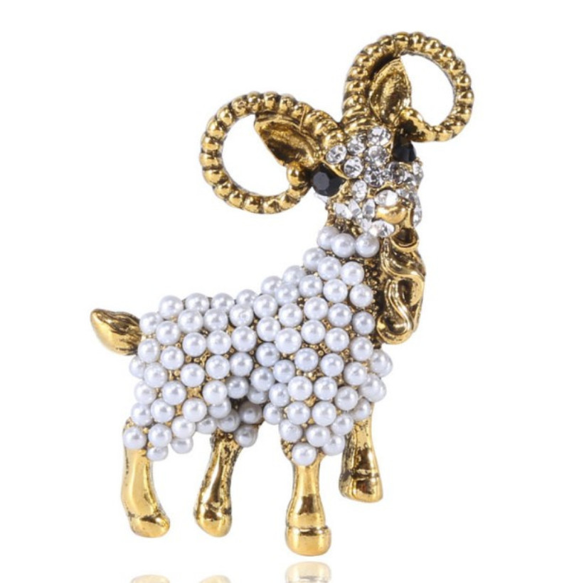 Fashion Classic Luxury Animal Brooch Rhinestone Pearl Pin Jewelry New Year Gift