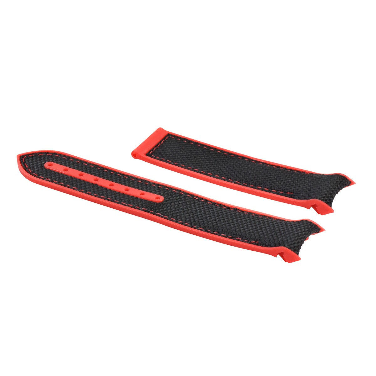 22mm Black Red Nylon Rubber Replacement Strap Red Stitching For Omega Seamaster