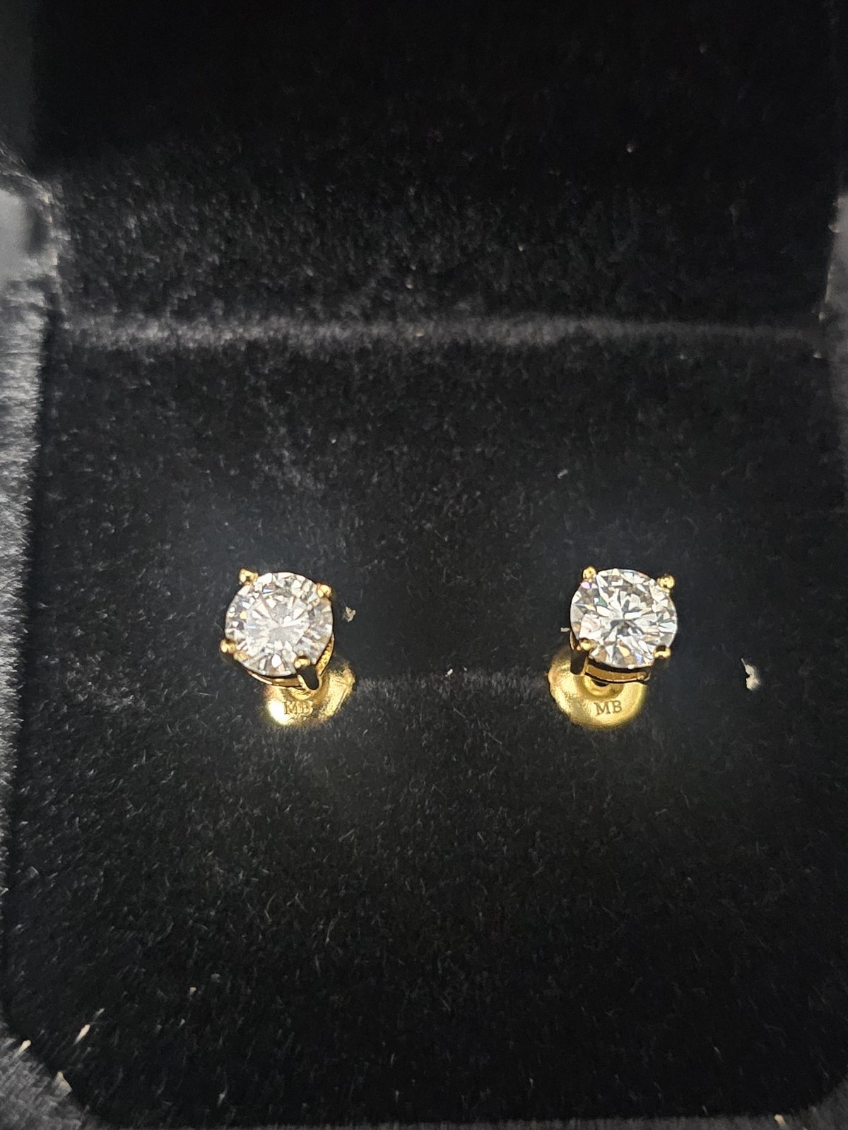 5mm 14K gold plated-1carat MOISSANITE Stud Earrings-passes diamond tester