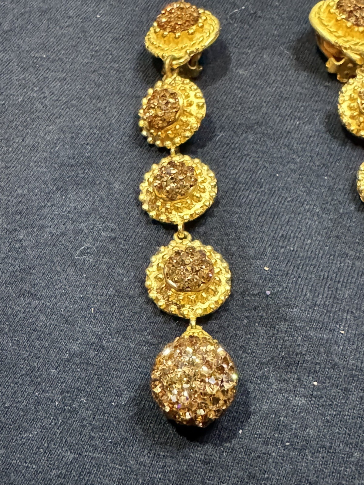 Vintage Deanna Hamro Gold Tone Crystal Pave Necklace(42″) & Earrinng Set, Signed