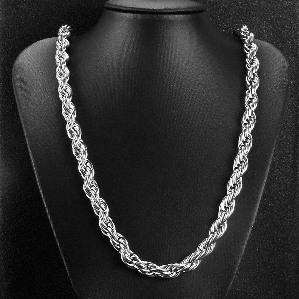 USA Stock 8mm Stainless Steel Women Men Rope Chains Necklaces 26” Anti-tarnish