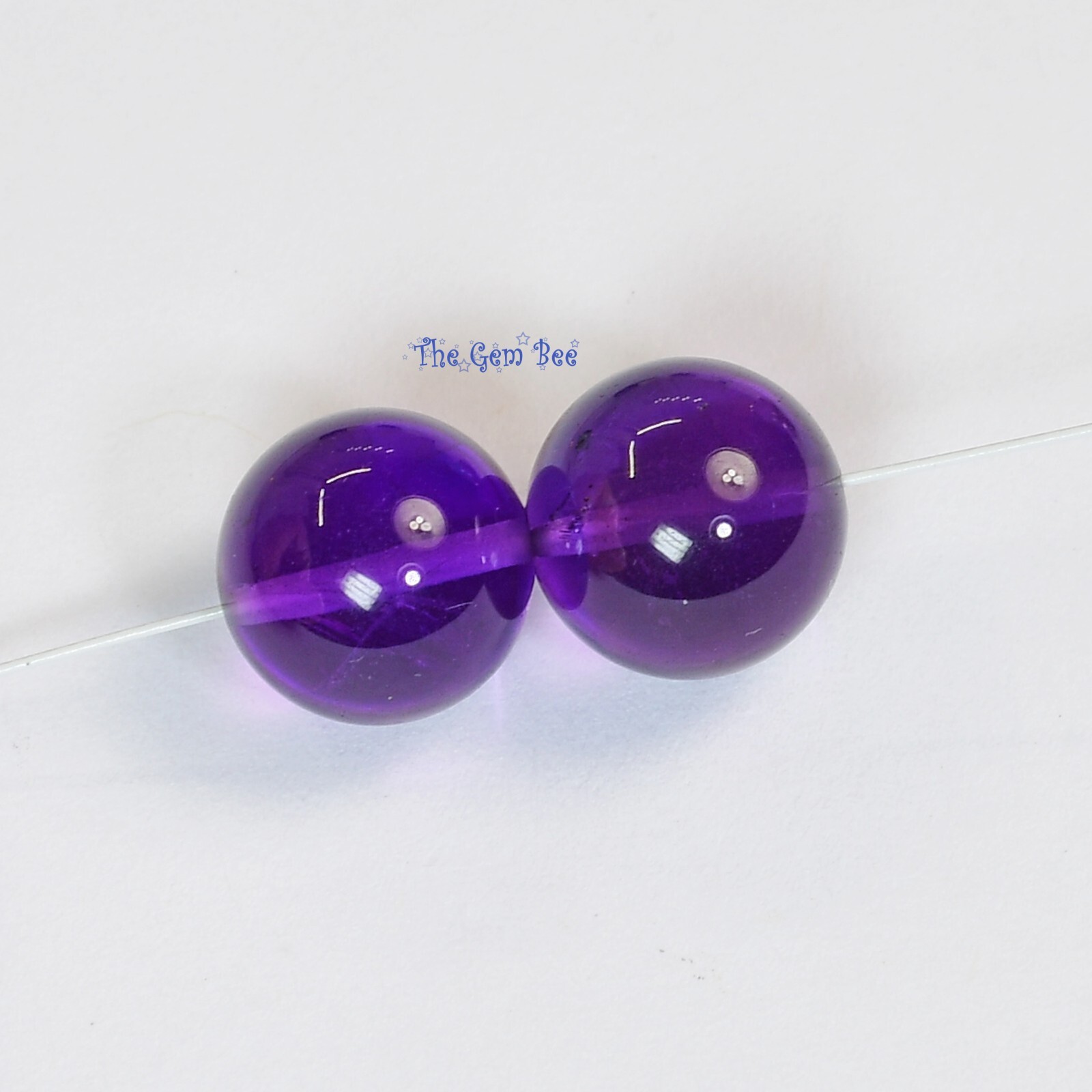 9mm Fine Gem African Purple Amethyst Smooth Sphere Round Rondelle Beads PAIR (2)