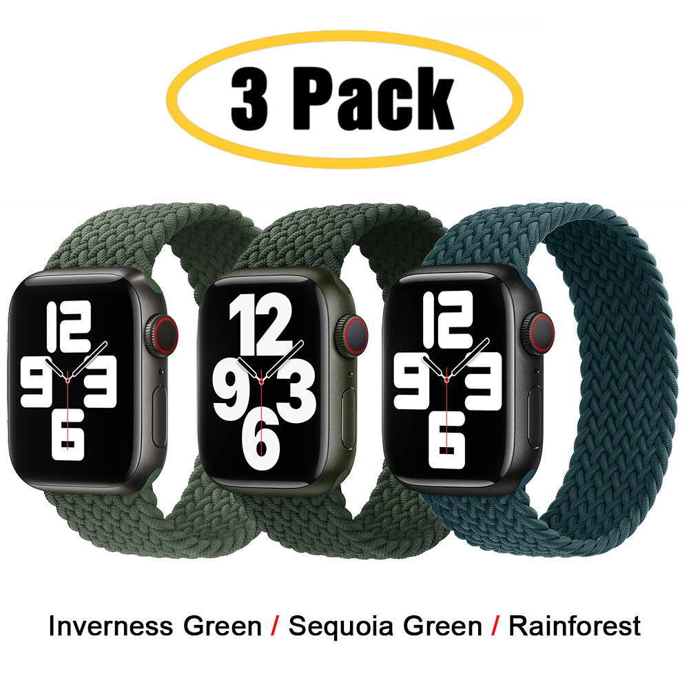 For Apple Watch 11 10 9 8 7 6 5 4 44/45/49mm 3 PACK Braided Solo Loop Band Strap