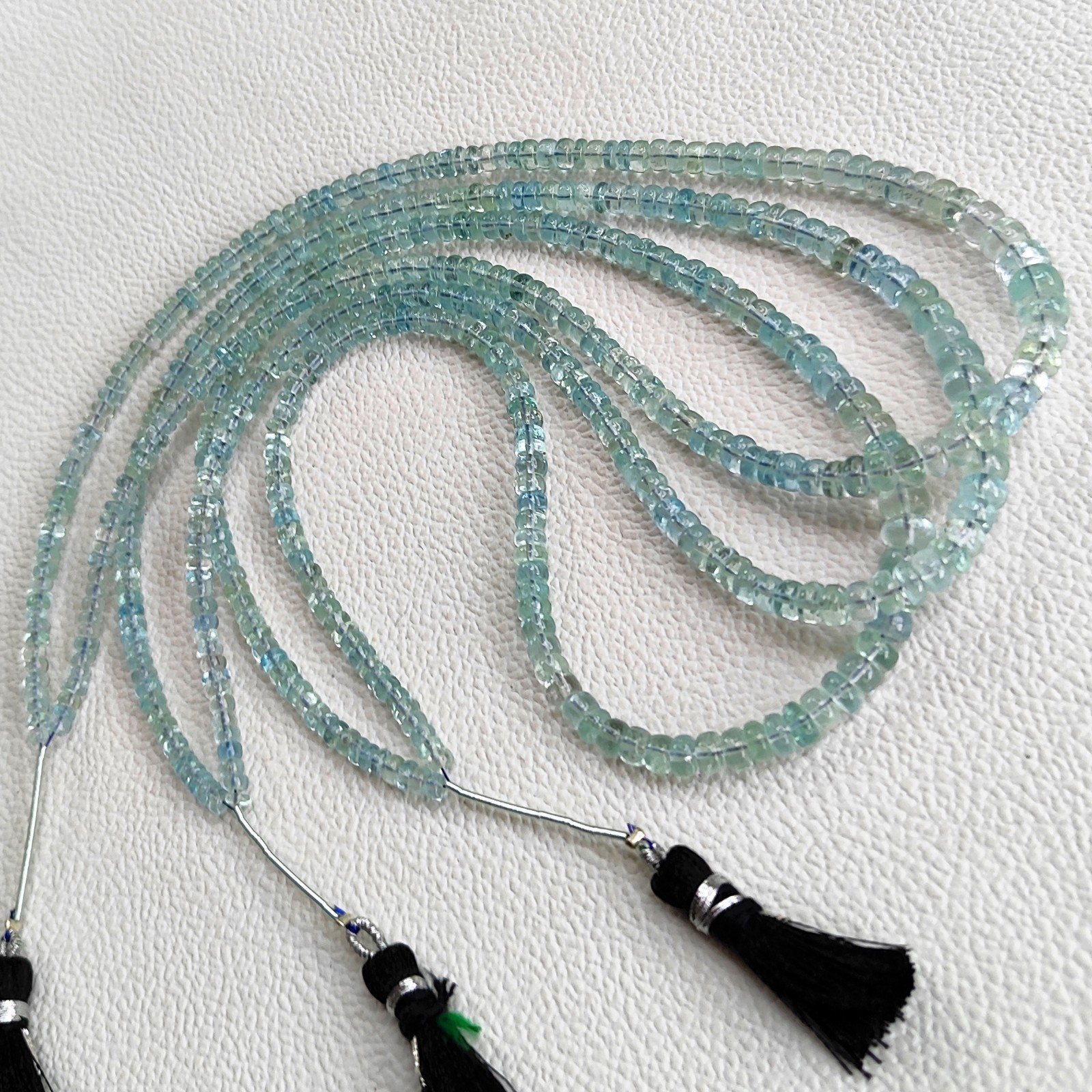 Natural Aquamarine 3.5-6mm Smooth Rondelle Beads Strand 16″ Brazil Gemstones