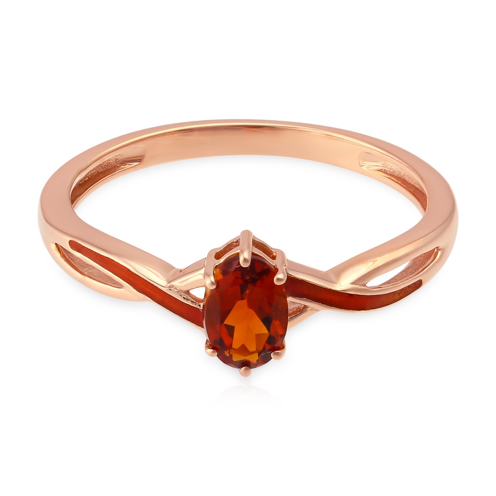 0.45 CT Oval Madeira Citrine Orange Enamel Solitaire Ring 925 Sterling Silver
