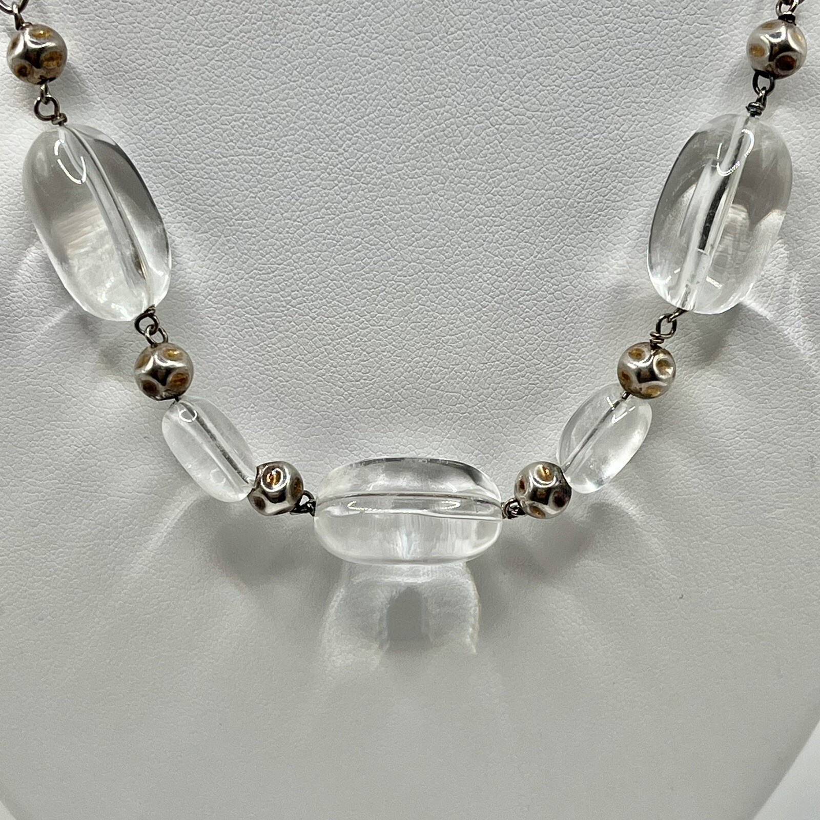 Vtg Quartz Crystal Necklace – 17” Silvertone Chain – 1990s – Presidium Tested
