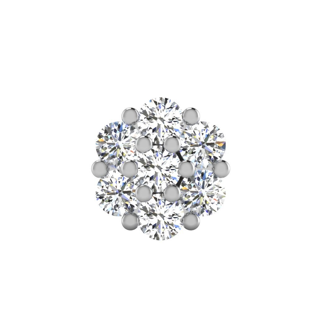 Solid 18K White Gold Men’s Single Stud Earring 0.11 Ct Natural Diamonds Earring