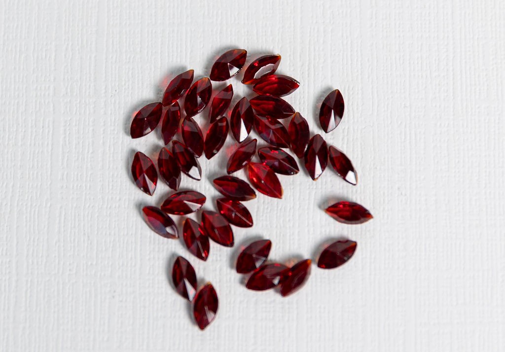 36 Ruby Red 8x4mm Czech Marquise Navette Glass Stones Faceted Machine Cut
