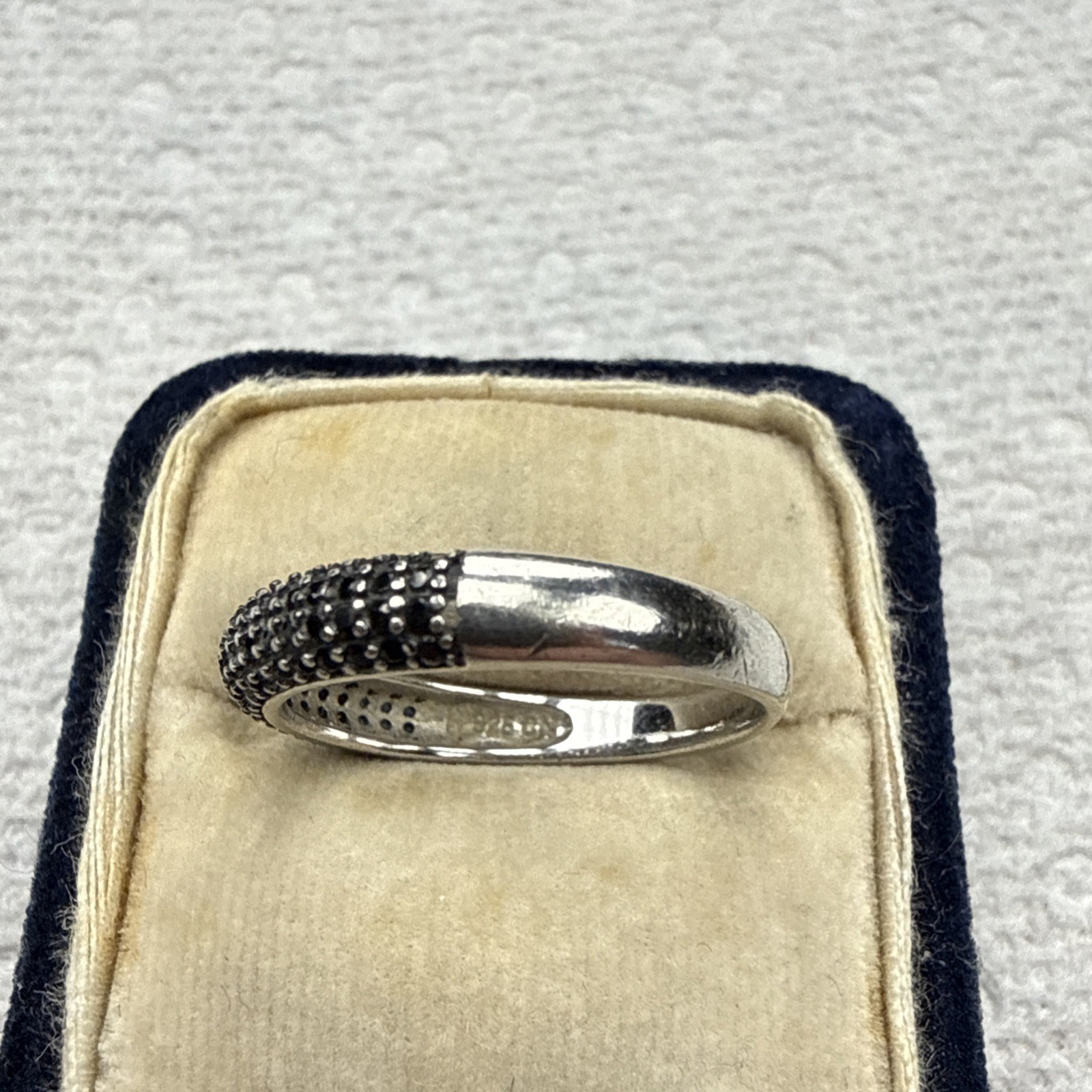 Sterling Silver Micro Pave CZ Split Shank Band Ring Sz 7.75 2g