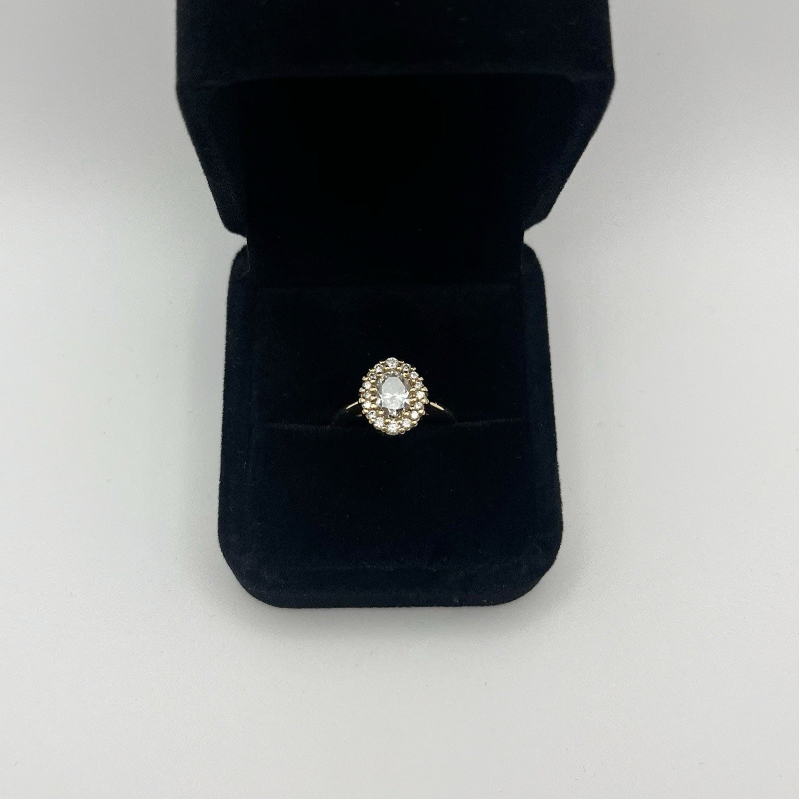 Oval Diamond Halo Engagement Ring 14K Gold Sz 6 GIA Natural 0.82ct D/SI1
