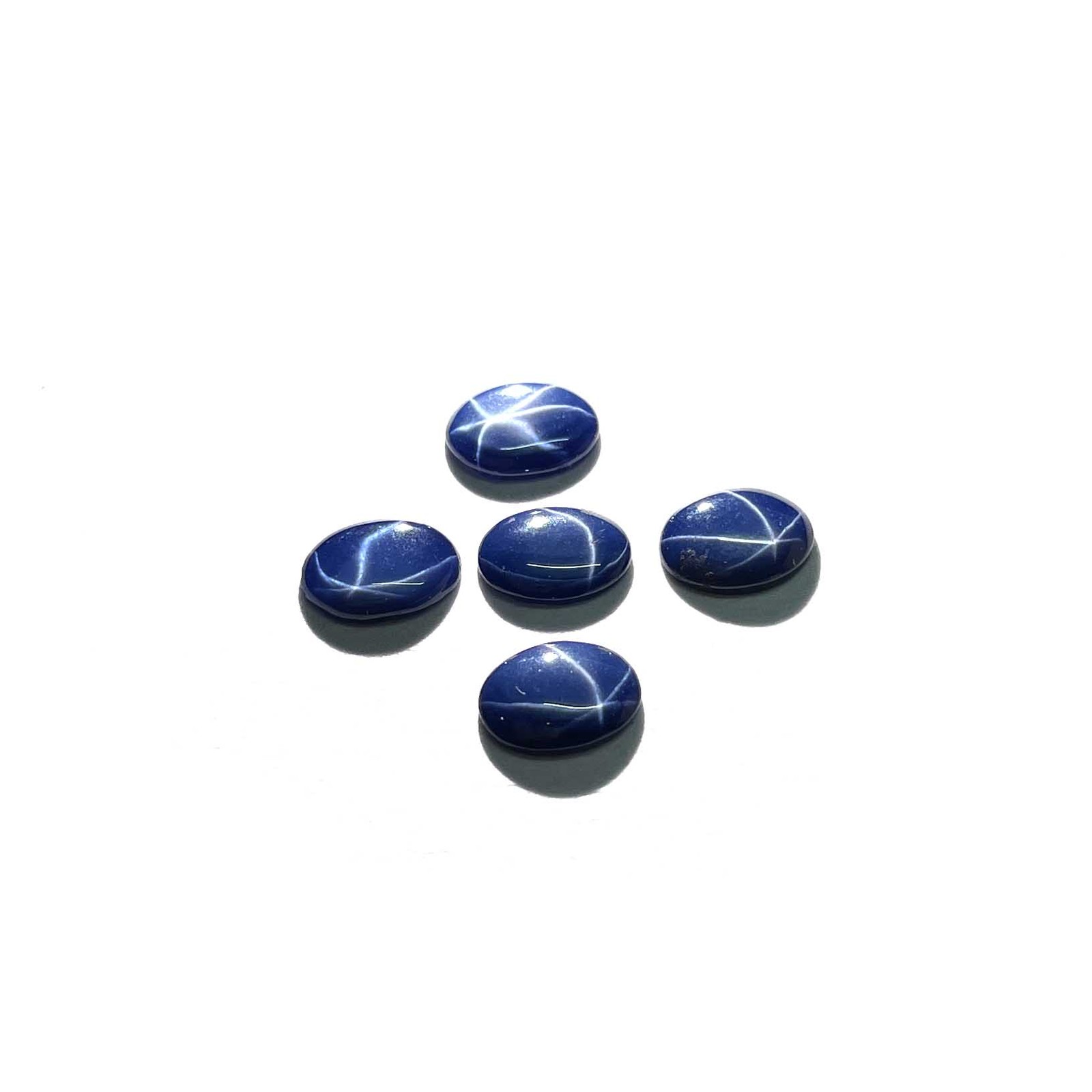 Diffused Star Blue Sapphire Oval Cabochon Loose Gemstone 12 Pcs 5*7 MM 7.5 CT