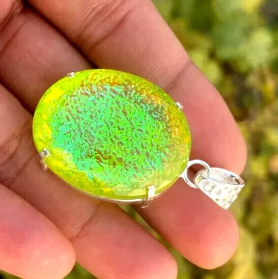 105 Ct+ Natural Oval Monarch Fire Opal Doublet 925 Solid Silver Pendant Gemstone
