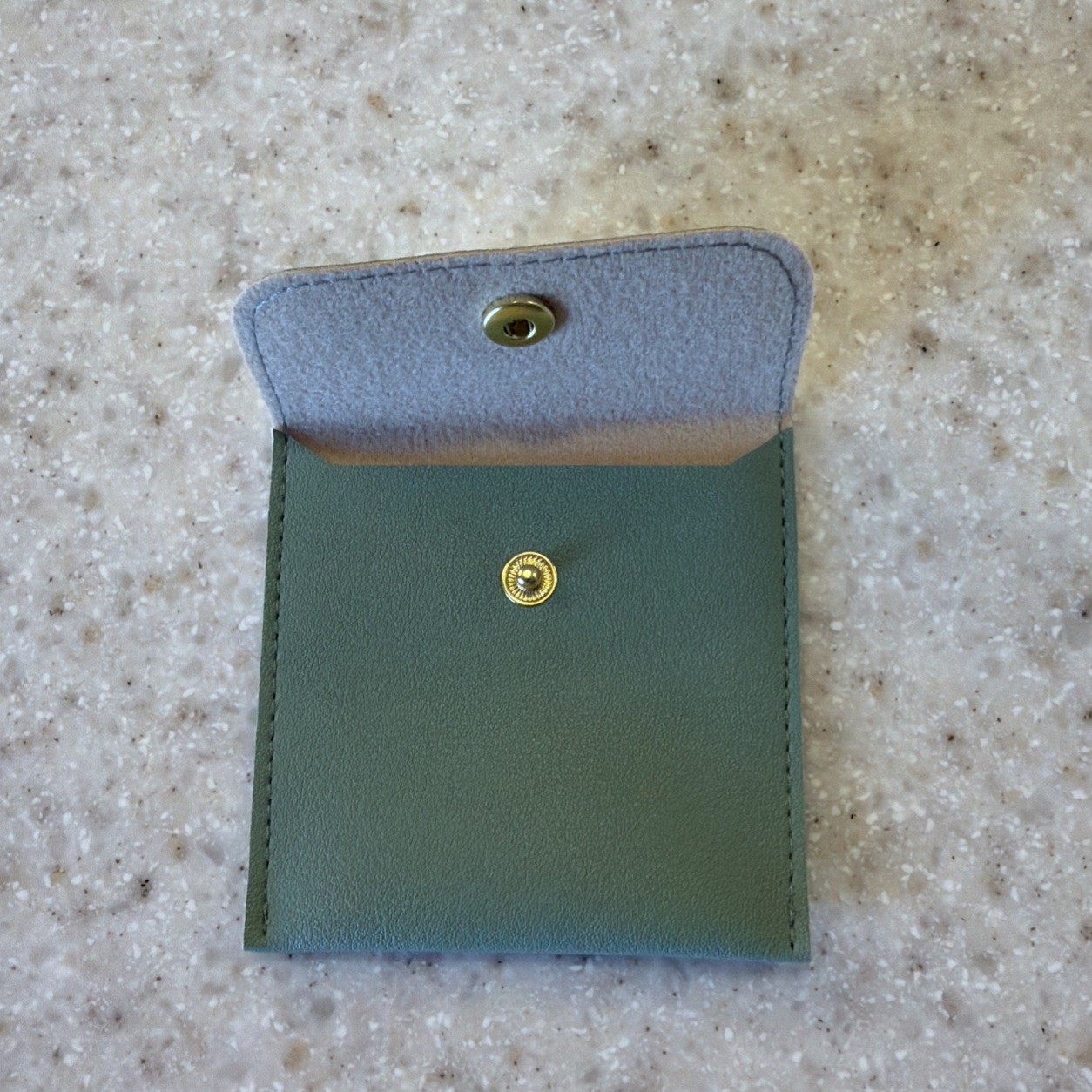 4 Assorted color Soft Vegan Leather Jewelry Pouches w/Snap Button