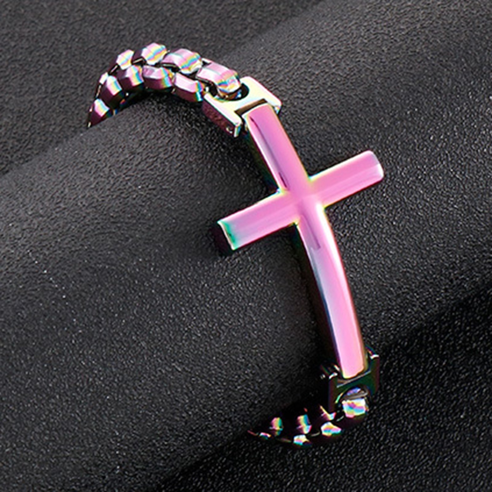 8.86″ 15mm Fashion 316L Stainless Steel Women Men Cross Charm Bracelet Jewelry