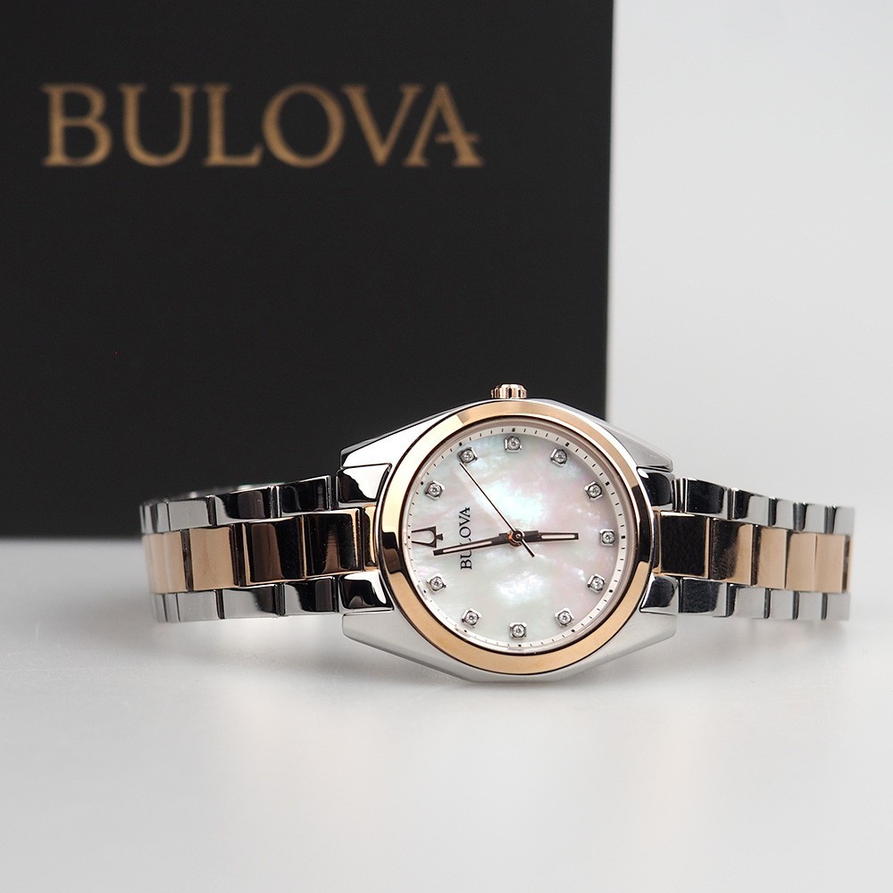 Bulova Surveyor 98P207 Diamond Mother of Pearl Dial Women’s Quartz Watch 31MM