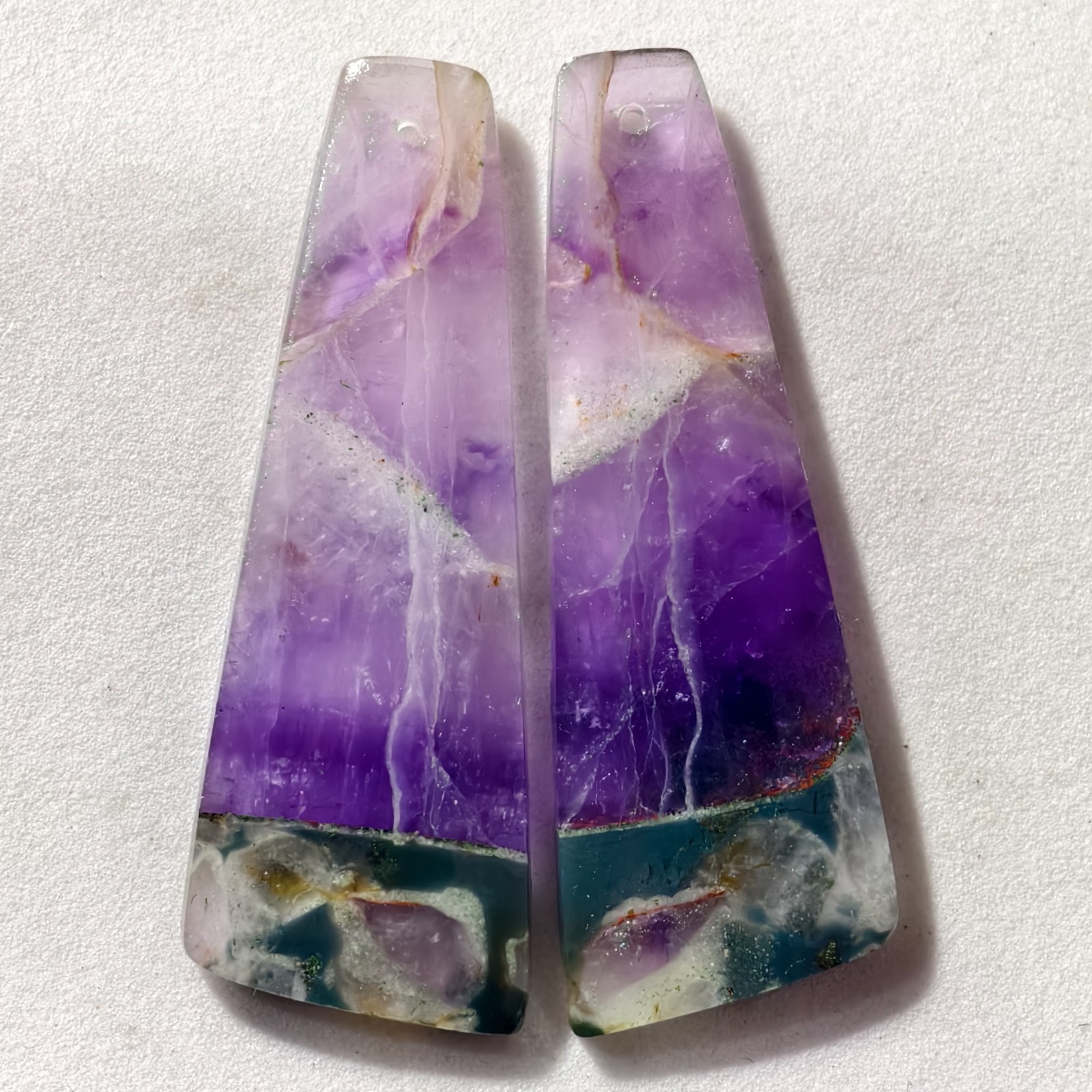 51 Cts Natural Amethyst Drilled Pair Cabochon Gemstone For Earrings 46.7×16.6 MM