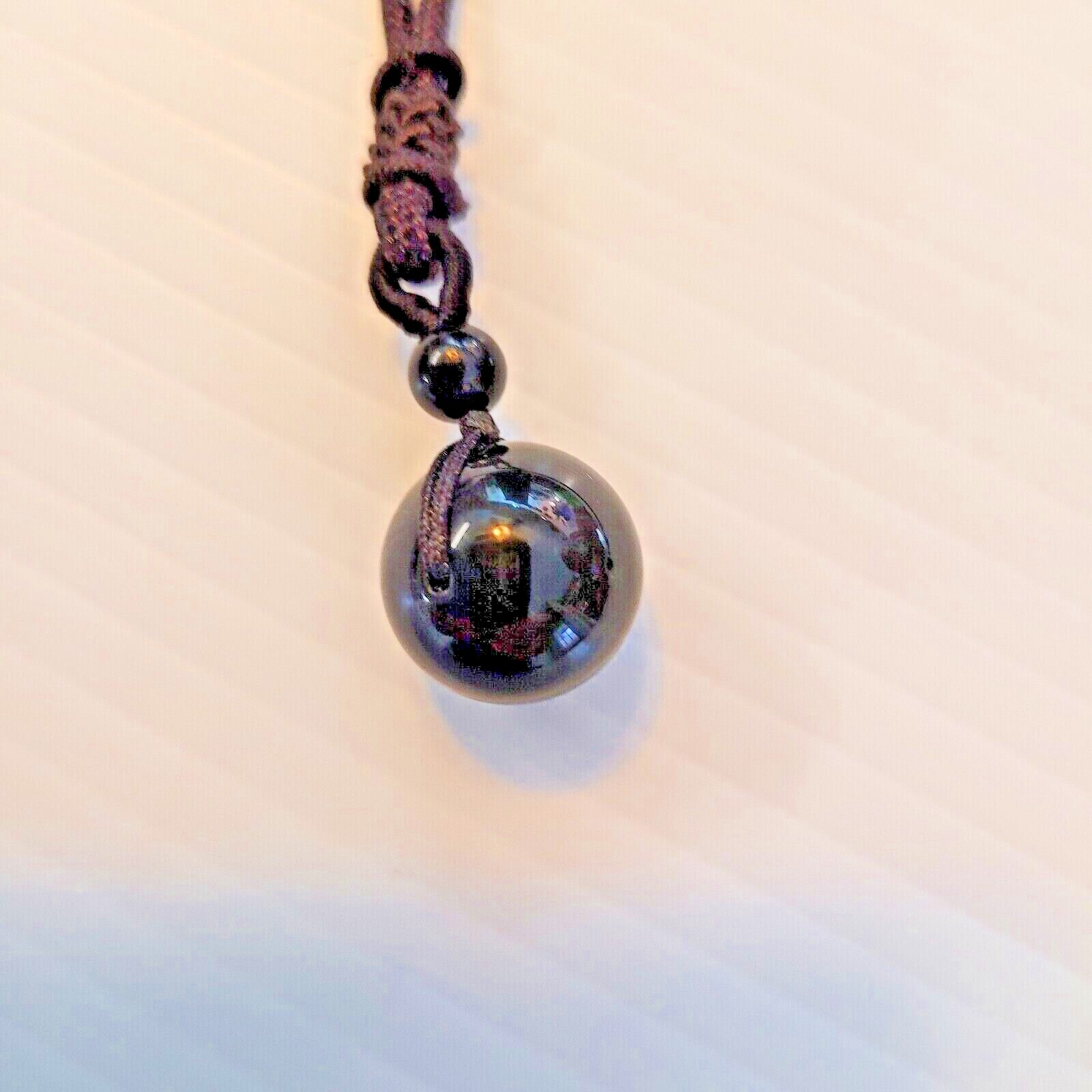 Tiger’s Eye, Obsidian Stone, Sandstone (16 mm); Corded, Adjustable Necklace