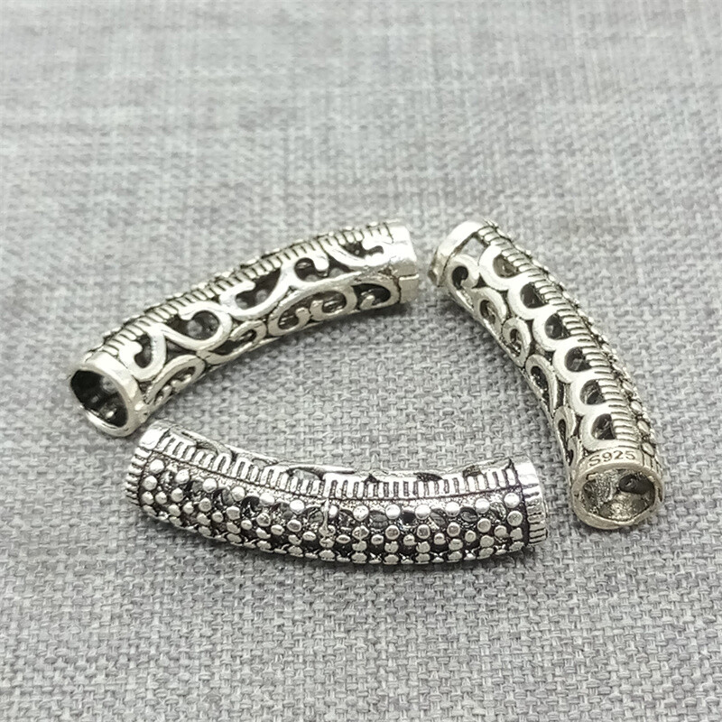 Sterling Silver Flower Tube Beads Floral Style for Bracelet