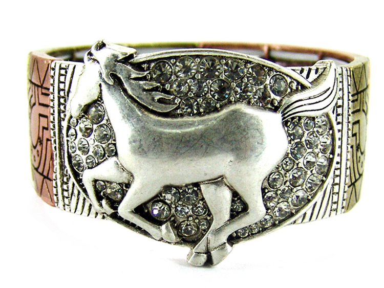4031345 Dancing Horse Galloping Equine Stretch Bracelet Stunning Cowgirl Up S…
