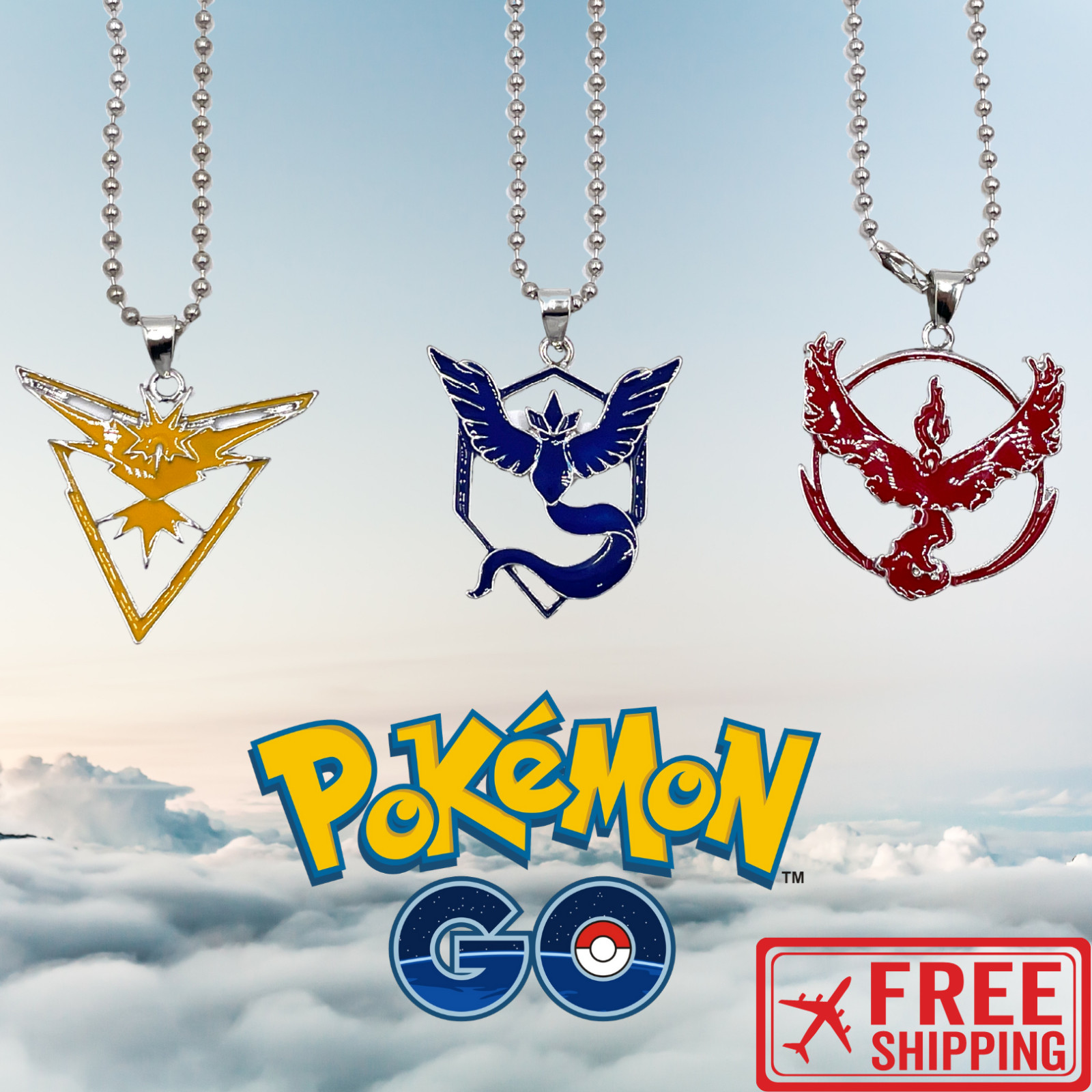 Pokémon Go Team Enamel Necklaces Instinct Mystic Valor – Free Shipping